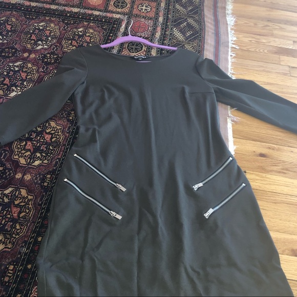 Express Olive Green Zipper Detail Dress (Size: M) - Picture 6 of 8